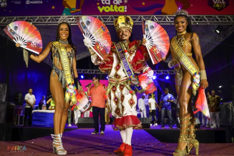 Rei Momo, Rainha e Princesa do Maricarnaval 2023 foram escolhidos neste sábado
