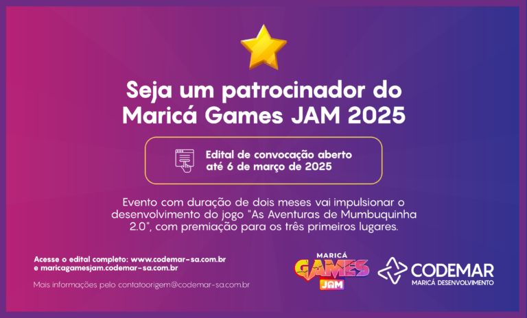 Codemar abre chamamento público para patrocinadores do Maricá Games JAM 2025